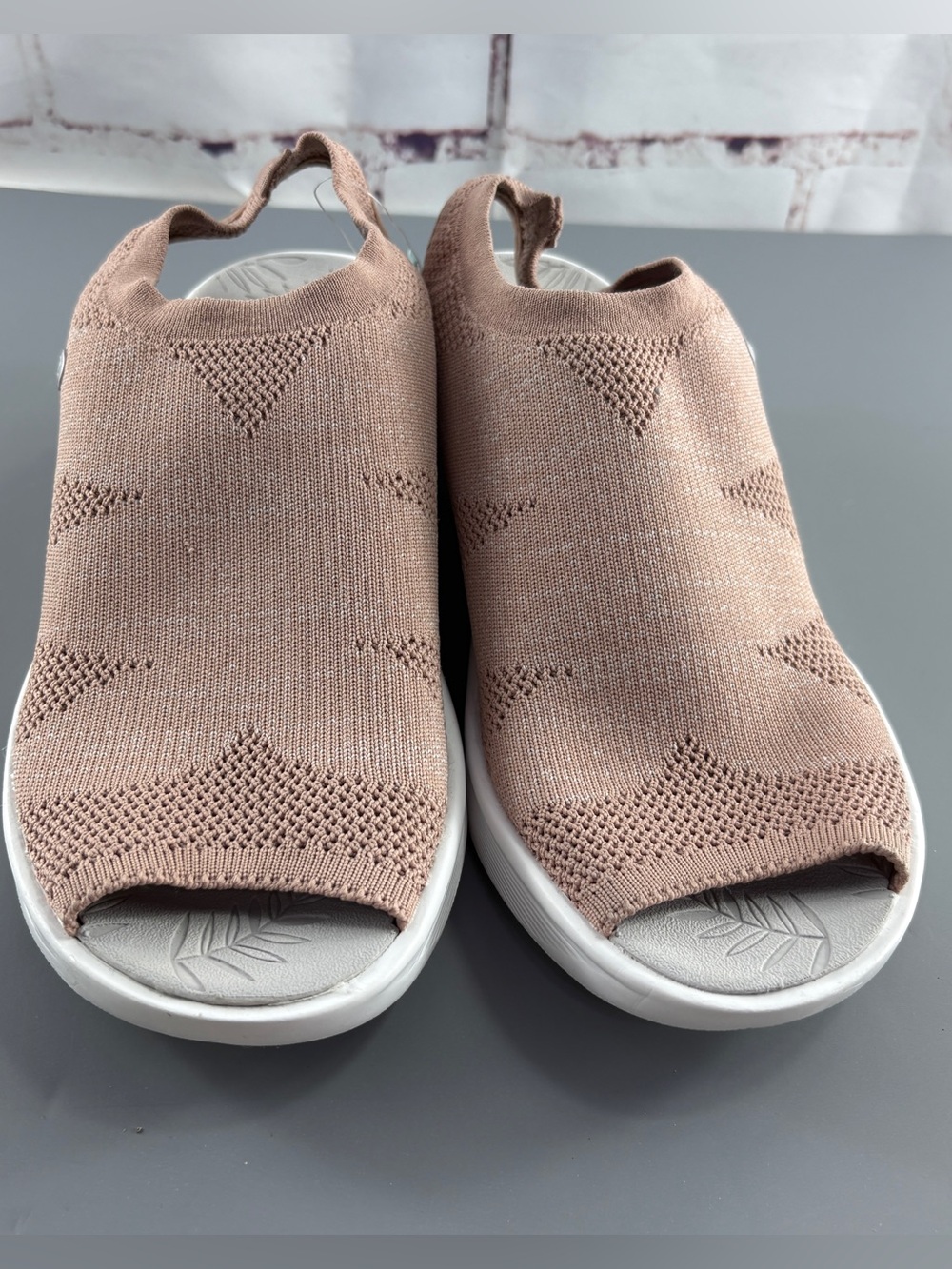 Bzees Secret Knit Slip-On Sandals — Dusty Rose 10